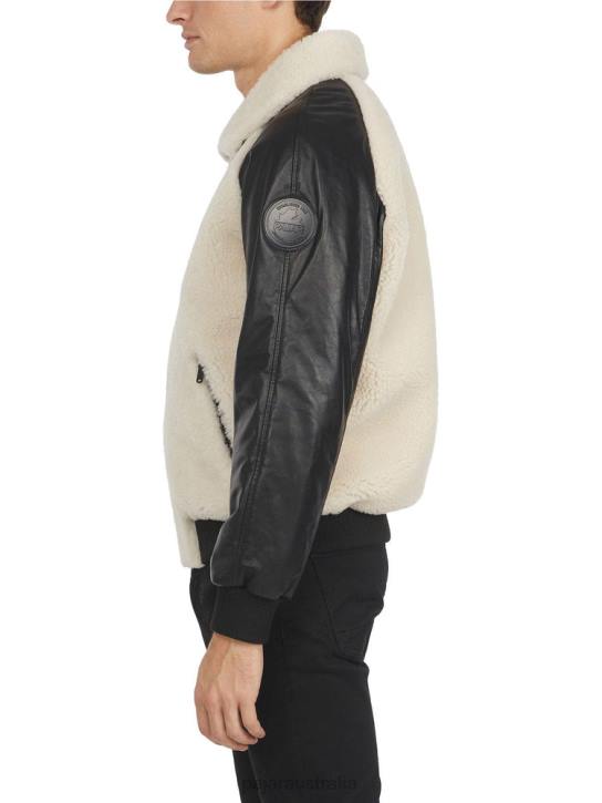 Pajar Clothing 00VJ434 Campbell Shearling and Leather Varsity Jacket OFFWHITE