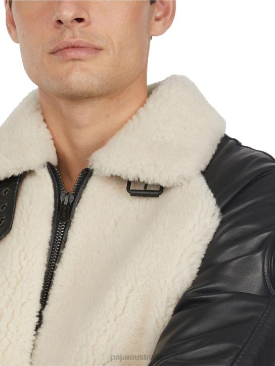Pajar Clothing 00VJ434 Campbell Shearling and Leather Varsity Jacket OFFWHITE