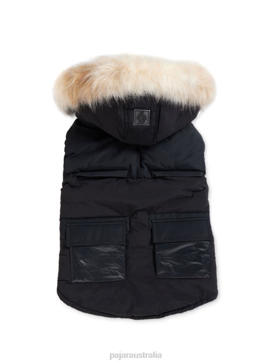 Pajar Clothing 00VJ545 Zeus Jacket for Dogs w/Faux Fur Trim BLACK