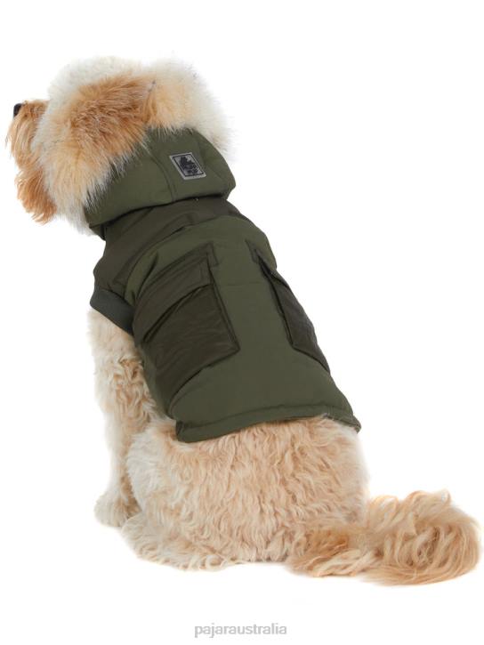 Pajar Clothing 00VJ561 Zeus Jacket for Dogs w/Faux Fur Trim MILITARY