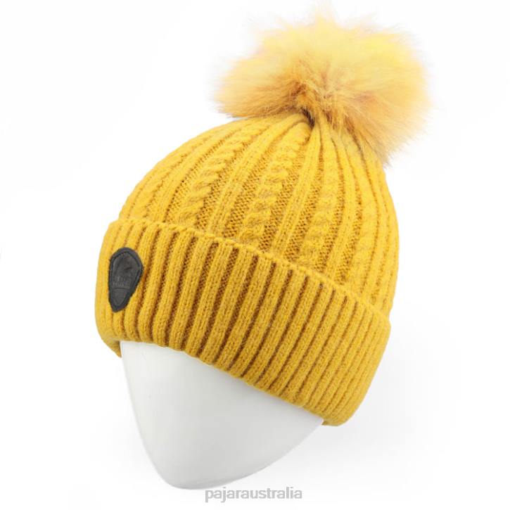 Pajar Accessory 00VJ236 Heidi Knitted Pompom Hat MUSTARD