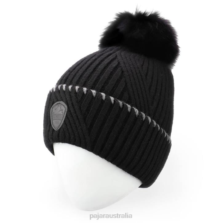 Pajar Accessory 00VJ238 Emma Knitted Pompom Hat BLACK