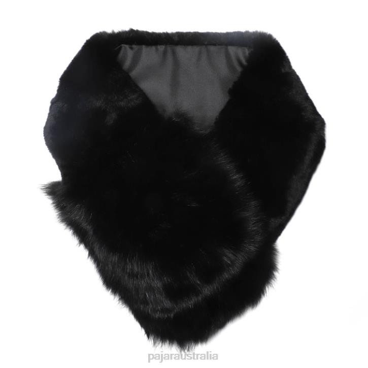 Pajar Accessory 00VJ243 Violette Rabbit and Fox Fur Scarf BLACK