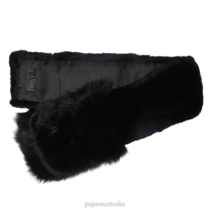 Pajar Accessory 00VJ243 Violette Rabbit and Fox Fur Scarf BLACK