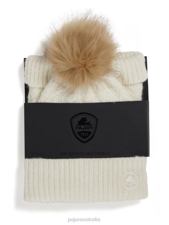 Pajar Clothing 00VJ203 Kendra Textured Hat and Mitten Set IVORY