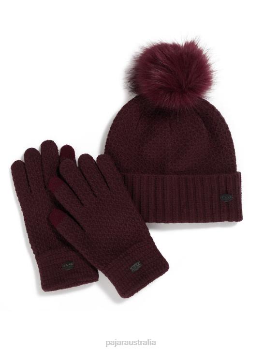 Pajar Clothing 00VJ207 Celia Hat and Glove Set OX BLOOD