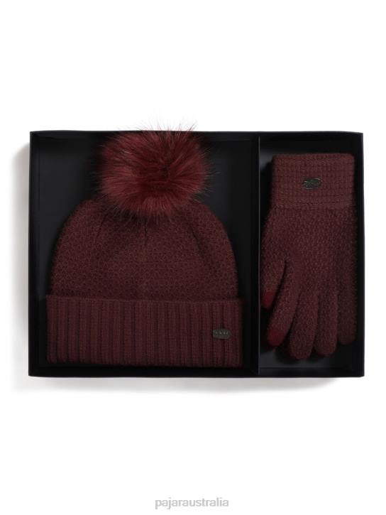 Pajar Clothing 00VJ207 Celia Hat and Glove Set OX BLOOD