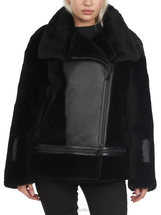 Pajar Clothing 00VJ159 Naomi Shearling Perfecto Jacket BLACK/WHITE