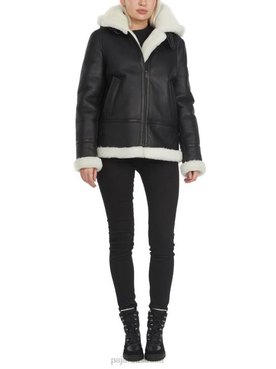 Pajar Clothing 00VJ193 Nelly High Collar Sheepskin Jacket MULTI BLACK/WHITE