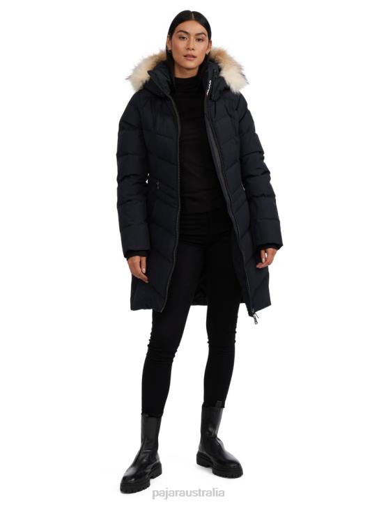 Pajar Clothing 00VJ162 January Quilted Puffer w/ Faux Fur BLACK