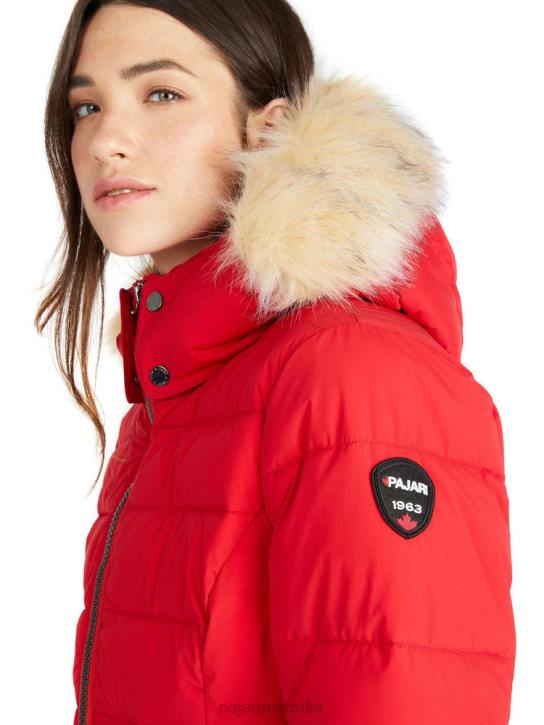 Pajar Clothing 00VJ166 Jupiter Puffer Jacket w/ Faux Fur Trim CURRENT RED