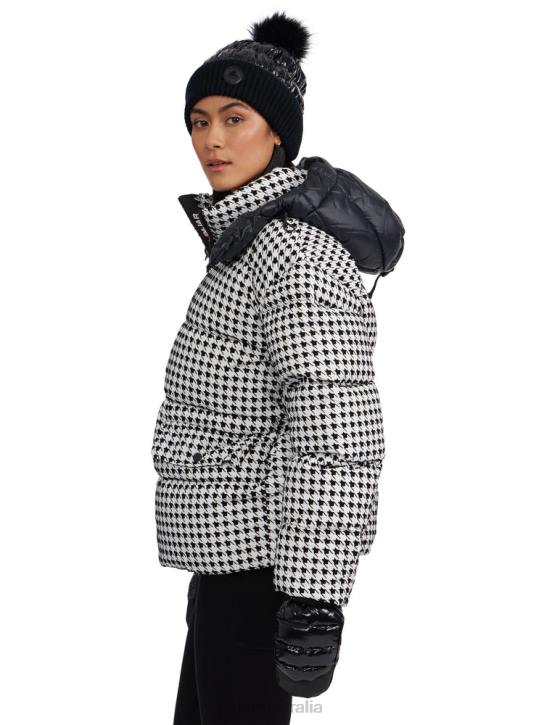Pajar Clothing 00VJ185 Ascella Boxy Fit Houndstooth Short Puffer Jacket BLACK/WHITE
