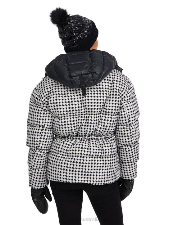 Pajar Clothing 00VJ185 Ascella Boxy Fit Houndstooth Short Puffer Jacket BLACK/WHITE