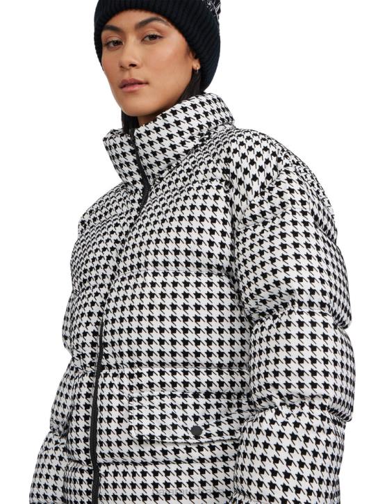 Pajar Clothing 00VJ185 Ascella Boxy Fit Houndstooth Short Puffer Jacket BLACK/WHITE